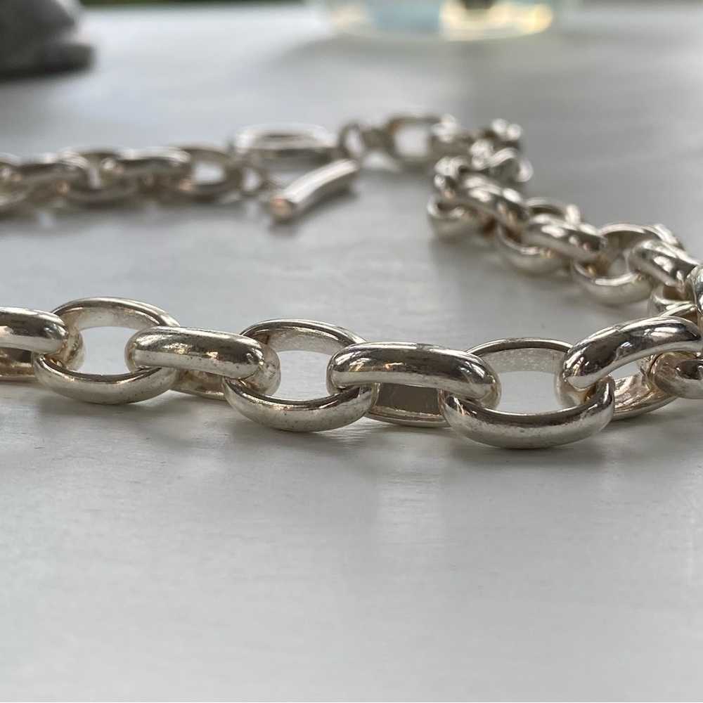 Silver Chain Link Necklace - Picture 4 of 12